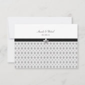 Schwarz-weiße graue Lilie Wedding RSVP Cards (Rückseite)