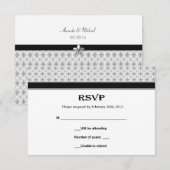 Schwarz-weiße graue Lilie Wedding RSVP Cards (Vorne/Hinten)