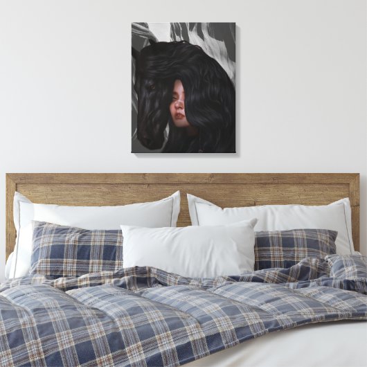 Schwarz-weiße graue Mädchenkunst Leinwanddruck (Insitu (Schlafzimmer))