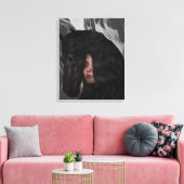 Schwarz-weiße graue Mädchenkunst Leinwanddruck (Insitu (Wohnzimmer))