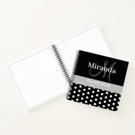Schwarz-weiße graue Monogram Polka Dots Sketch Notizblock