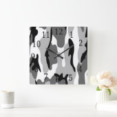 Schwarz-weiße graue Tarnungs-Quadrat-Uhr Quadratische Wanduhr (Zuhause)