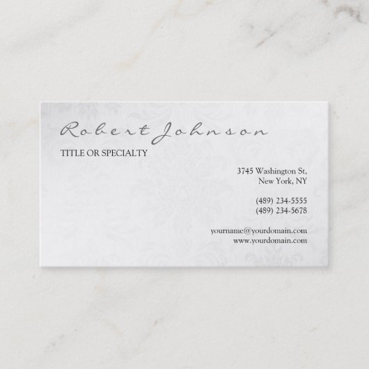 Schwarz-weiße Graukalligraphie Moderne Visitenkart Visitenkarte (Vorderseite)