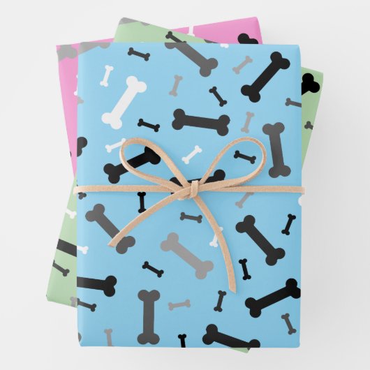 Schwarz-weiße Grauknochen Geschenkpapier Set (Beispiel)