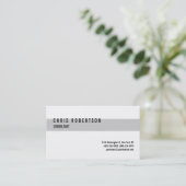 Schwarz-weiße Graustreifen-Visitenkarte Visitenkarte (Stehend Vorderseite)