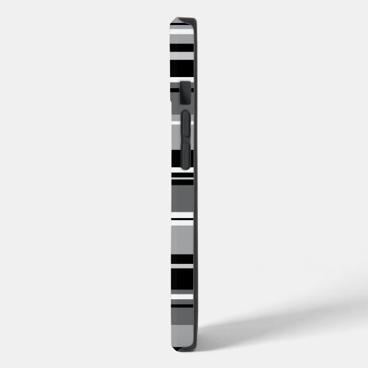 Schwarz-weiße Graustufen mit gemischtem Streifenmu Case-Mate iPhone Hülle (Rückseite / Links)