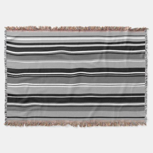 Schwarz-weiße Graustufen mit gemischtem Streifenmu Decke (Vorderseite)