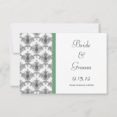 Schwarz-weiße Green Damask Hochzeit Save the Date (Rückseite)
