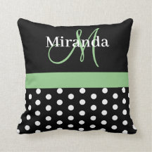 Schwarz-weiße Green Monogram Script Polka Dots