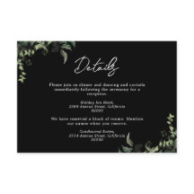 Schwarz-weiße Grüne Botanische Wasserfarbenhochzei