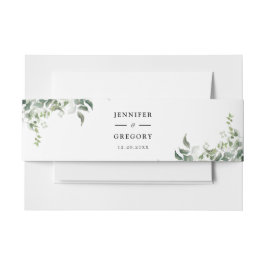 Schwarz-weiße Grüne Botanische Wasserfarbenhochzei Einladungsbanderole