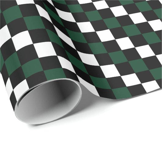 Schwarz-weiße grüne Checkbox Geschenkpapier (Rolleneckpunkt)
