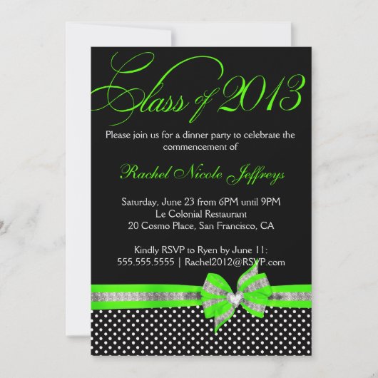 Schwarz-weiße grüne einladung (Vorderseite)