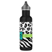 Schwarz-weiße grüne und türkisfarbene Zebra & Gepa Edelstahlflasche (Rechts)