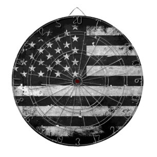 Schwarz-Weiße Grunge-Amerikanische Flagge Dartscheibe