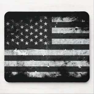 Schwarz-weiße Grunge-amerikanische Flagge Mousepad