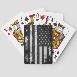 Schwarz-weiße Grunge-amerikanische Flagge Spielkarten