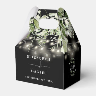 Schwarz-Weiße Grünpflanzen-Lichterkette Hochzeit Geschenkschachtel