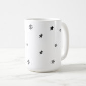 Schwarz-weiße Grüße Typografie Holiday Ornament Kaffeetasse (VorderseiteRechts)