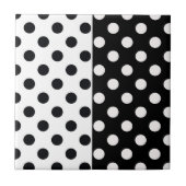 Schwarz-weiße halbe Farbtrennung inverse Polka-Pun Fliese (Vorderseite)
