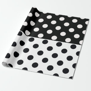 Schwarz-weiße halbe Farbtrennung inverse Polka-Pun Geschenkpapier