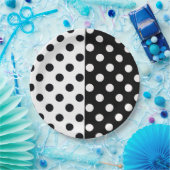 Schwarz-weiße halbe Farbtrennung inverse Polka-Pun Pappteller (Party)