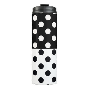 Schwarz-weiße halbe Farbtrennung inverse Polka-Pun Thermosbecher