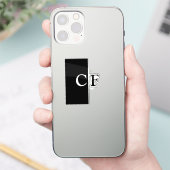 Schwarz-weiße Hälften individuelle Anfangsbuchstab Aufkleber (Telefon)