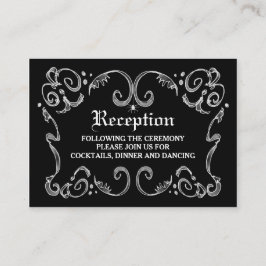 Schwarz-weiße Halloween Gothic Scroll Empfang Card Begleitkarte