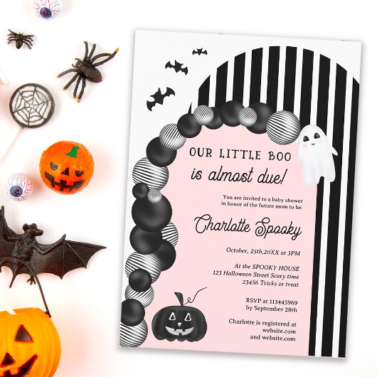 Schwarz-weiße Halloween-Kinderdusche Einladung