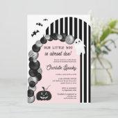 Schwarz-weiße Halloween-Kinderdusche Einladung (Stehend Vorderseite)