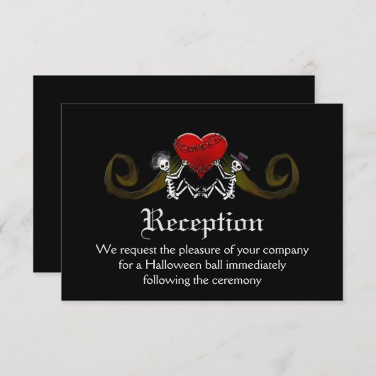 Schwarz-weiße Halloween Skelette Match Empfang Einladung (Vorne/Hinten)