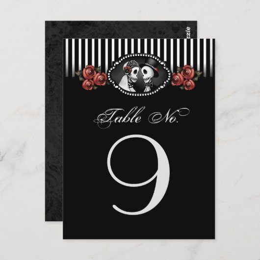 Schwarz-weiße Halloween-Skelette Rote Flora Postkarte (Vorne/Hinten)