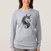 Schwarz-weiße Hand gezeichneter Wolf weg vom T-Shirt (Vorderseite)