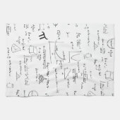 Schwarz-weiße handgeschriebene Mathematik Formeln Geschirrtuch (Horizontal)