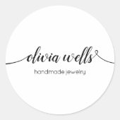 Schwarz-weiße handgeschriebene Skriptkalligrafie Runder Aufkleber (Vorderseite)