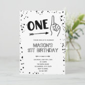 Schwarz-weiße Handgeste 1 Einladung (Stehend Vorderseite)