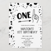 Schwarz-weiße Handgeste 1 Einladung (Vorne/Hinten)