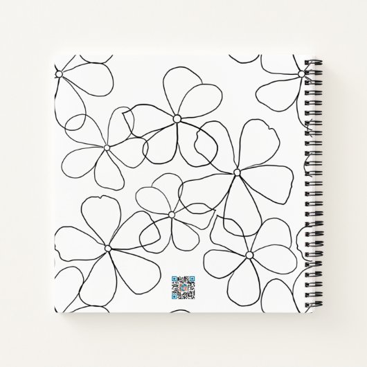 Schwarz-weiße handgezeichnet Sketch Große Blume Jo Notizblock (Rückseite)