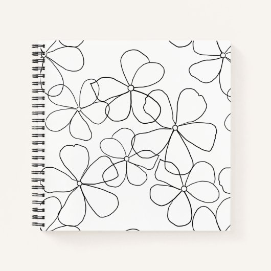 Schwarz-weiße handgezeichnet Sketch Große Blume Jo Notizblock (Vorderseite)