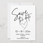 Schwarz-weiße handgezeichnete Hochzeit Save The Da Date (Vorderseite)