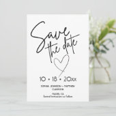 Schwarz-weiße handgezeichnete Hochzeit Save The Da Date (Stehend Vorderseite)