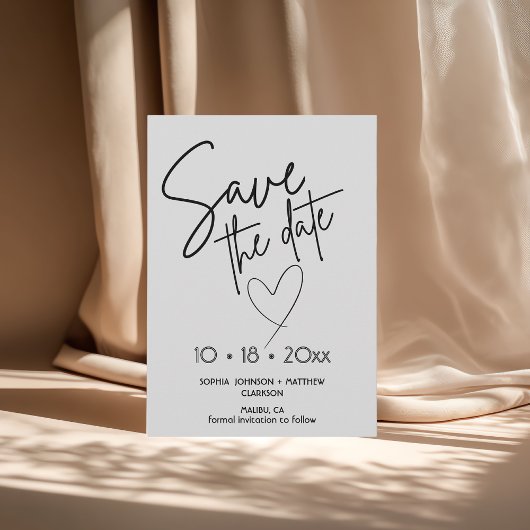 Schwarz-weiße handgezeichnete Hochzeit Save The Da Date