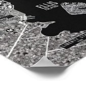 Schwarz-weiße, handgezeichnete New York City-Karte Poster (Ecke)