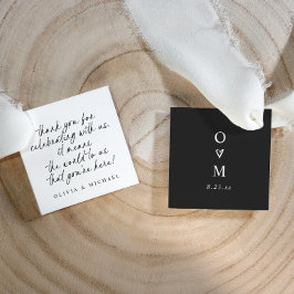 Schwarz-Weiße Handschrift Moderne Einfache Hochzei Geschenkanhänger