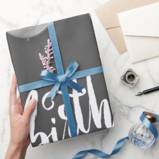 Schwarz-weiße Happy Birthday-Geschenkpapier Geschenkpapier
