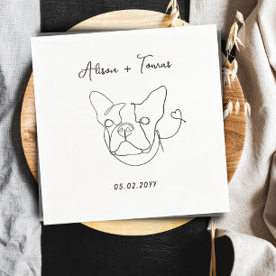 Schwarz-weiße Haustier Bulldog Doodle Verlobung Ho Serviette