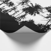 Schwarz-weiße hawaiianische Exotic Palm Tree Silho Geschenkpapier (Ecke)