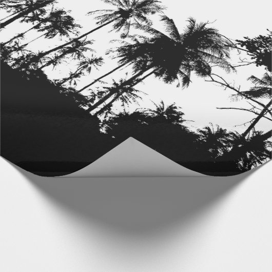 Schwarz-weiße hawaiianische Exotic Palm Tree Silho Geschenkpapier (Ecke)