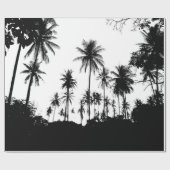 Schwarz-weiße hawaiianische Exotic Palm Tree Silho Geschenkpapier (Flach)